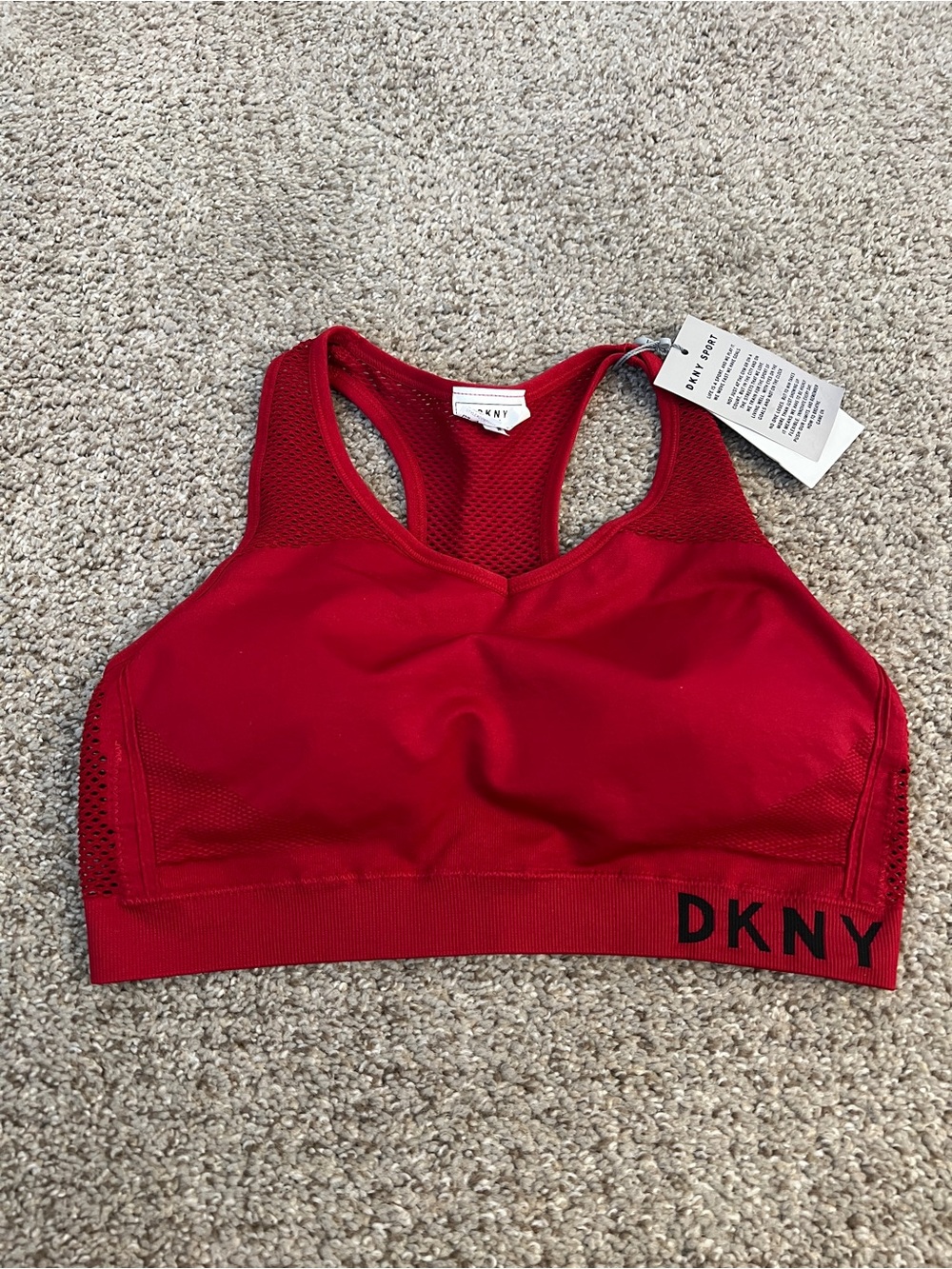 DKNY Red Racerback Sports Bralette